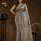 Floral woven design Silk blend Jacquard Saree | Steel Grey
