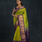 Handloom Korvai Silk Cotton Saree  |  Lime Green