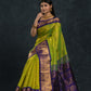Handloom Korvai Silk Cotton Saree  |  Lime Green