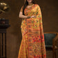 Floral woven design Silk blend Saree | Mustard Yellow