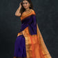 Handloom Korvai Silk Cotton Saree  |  Indigo Purple