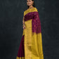 Pure Handloom Korvai Saree | Grape Purple and Golden Yellow