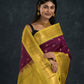 Pure Handloom Korvai Saree | Grape Purple and Golden Yellow