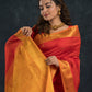 Handloom Korvai Silk Cotton Saree  |  Classic Red