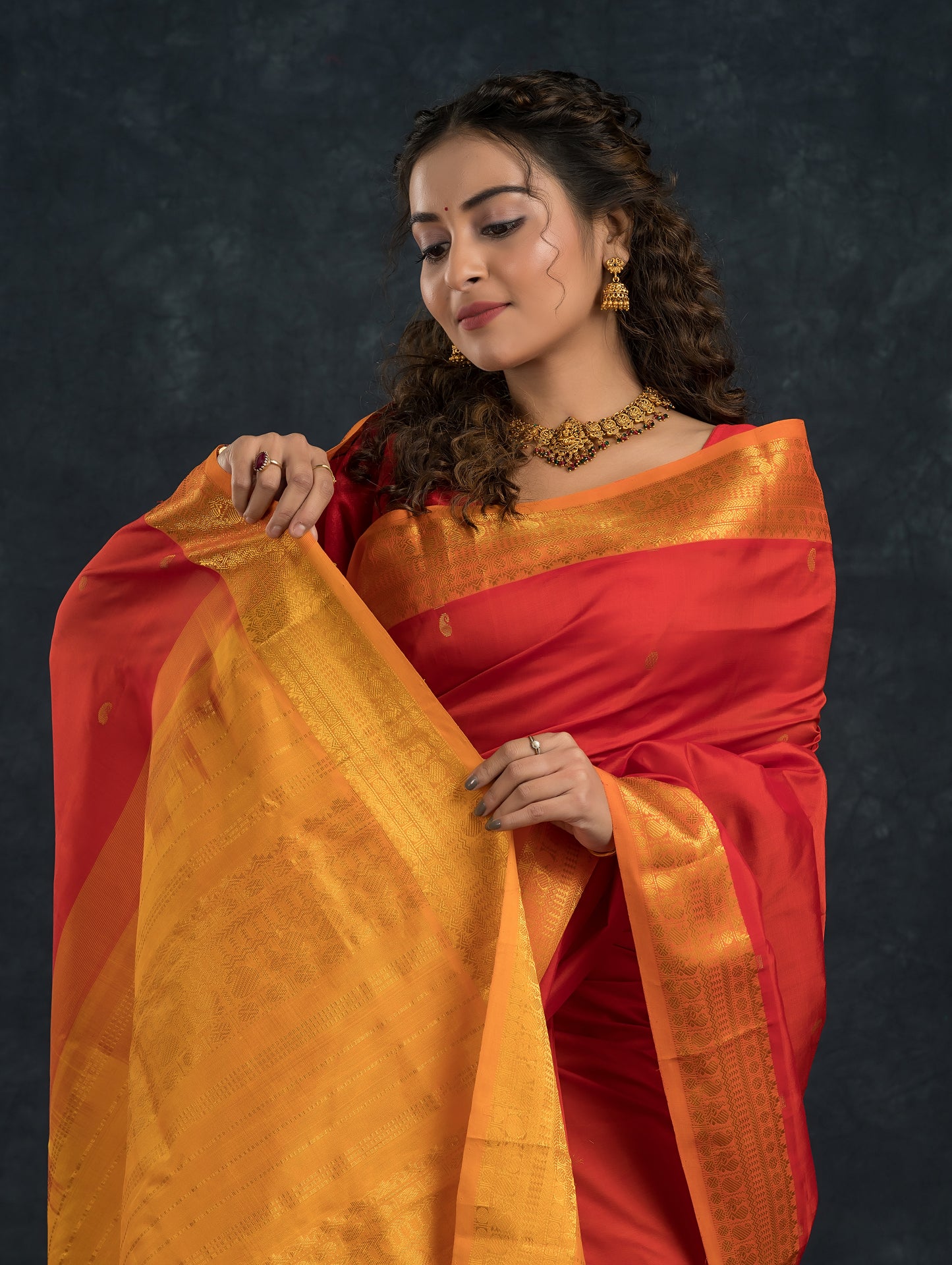 Handloom Korvai Silk Cotton Saree  |  Classic Red
