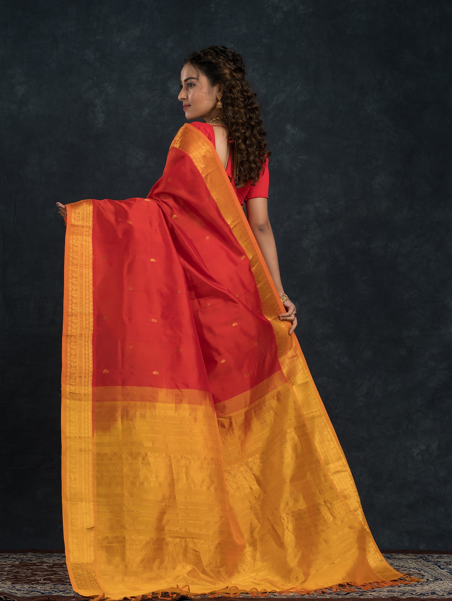 Handloom Korvai Silk Cotton Saree  |  Classic Red