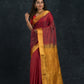 Handloom Korvai Silk Cotton Saree  |  Brick Red