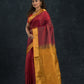 Handloom Korvai Silk Cotton Saree  |  Brick Red