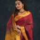 Handloom Korvai Silk Cotton Saree  |  Brick Red