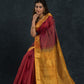 Handloom Korvai Silk Cotton Saree  |  Brick Red