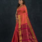 Handloom Korvai Silk Cotton Saree  |  Watermelon Pink