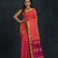 Handloom Korvai Silk Cotton Saree  |  Watermelon Pink