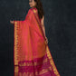 Handloom Korvai Silk Cotton Saree  |  Watermelon Pink
