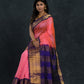 Pure Handloom Korvai Saree | Magenta Pink with Blue