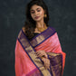 Handloom Korvai Silk Cotton Saree  |  Blush Pink