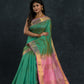 Handloom Korvai Silk Cotton Saree  |  Sea Green