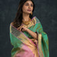 Handloom Korvai Silk Cotton Saree  |  Sea Green