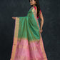 Handloom Korvai Silk Cotton Saree  |  Sea Green