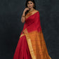 Handloom Korvai Silk Cotton Saree  |  Brick Red