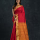 Handloom Korvai Silk Cotton Saree  |  Brick Red