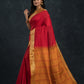 Handloom Korvai Silk Cotton Saree  |  Brick Red