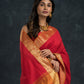 Handloom Korvai Silk Cotton Saree  |  Brick Red