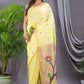 Handwoven Pure Jamdani Linen Saree  |  Sun Yellow