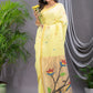 Handwoven Pure Jamdani Linen Saree  |  Sun Yellow
