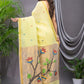Handwoven Pure Jamdani Linen Saree  |  Sun Yellow