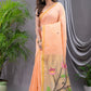 Handwoven Pure Jamdani Linen Saree  |  Peach Orange