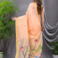 Handwoven Pure Jamdani Linen Saree  |  Peach Orange