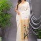 Handwoven Pure Jamdani Linen Saree  |  Warm Ivory