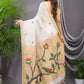 Handwoven Pure Jamdani Linen Saree  |  Warm Ivory