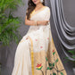 Handwoven Pure Jamdani Linen Saree  |  Warm Ivory