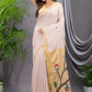 Handwoven Pure Jamdani Linen Saree  |  Warm Ivory