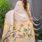 Handwoven Pure Jamdani Linen Saree  |  Warm Ivory