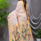 Handwoven Pure Jamdani Linen Saree  |  Warm Ivory