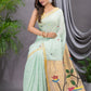 Handwoven Pure Jamdani Linen Saree  |  Sage Green
