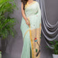 Handwoven Pure Jamdani Linen Saree  |  Sage Green