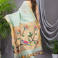 Handwoven Pure Jamdani Linen Saree  |  Sage Green