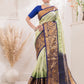 Handloom Korvai Silk Cotton Saree  |  Pistachio Green