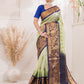 Handloom Korvai Silk Cotton Saree  |  Pistachio Green