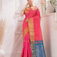 Handloom Korvai Silk Cotton Saree  |  Blush Pink