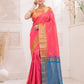 Handloom Korvai Silk Cotton Saree  |  Blush Pink