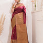 Silk Mark Certified Handloom Kanjivaram Silk Saree  |  Maroon Red