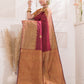 Silk Mark Certified Handloom Kanjivaram Silk Saree  |  Maroon Red