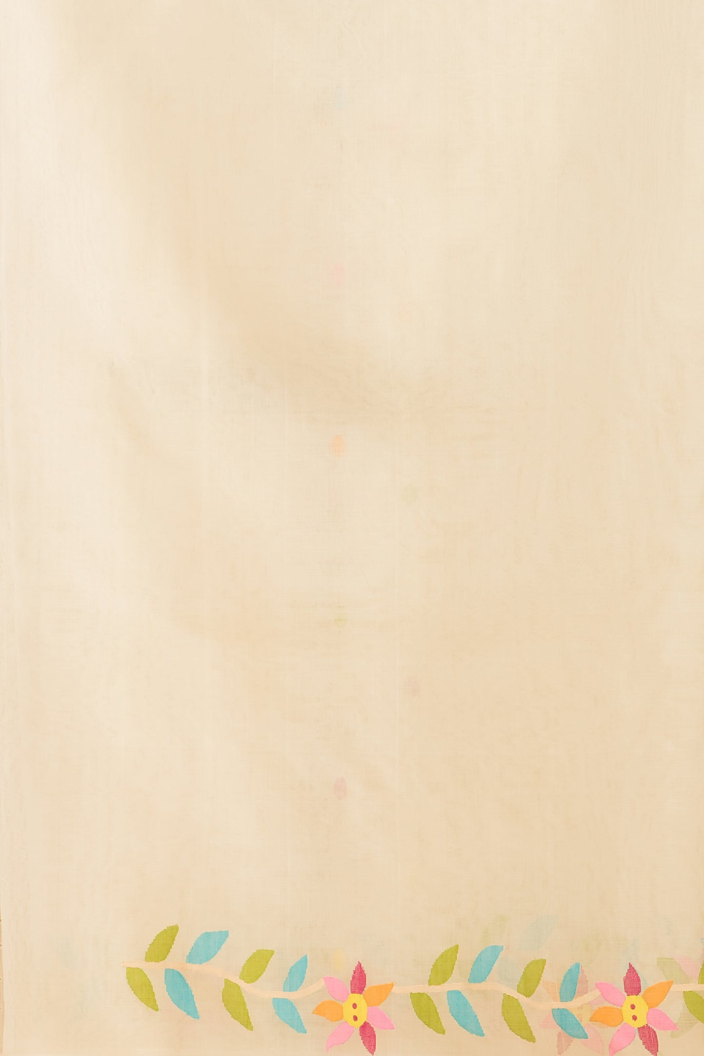 Handwoven Pure Jamdani Muslin Saree  |  Warm Ivory