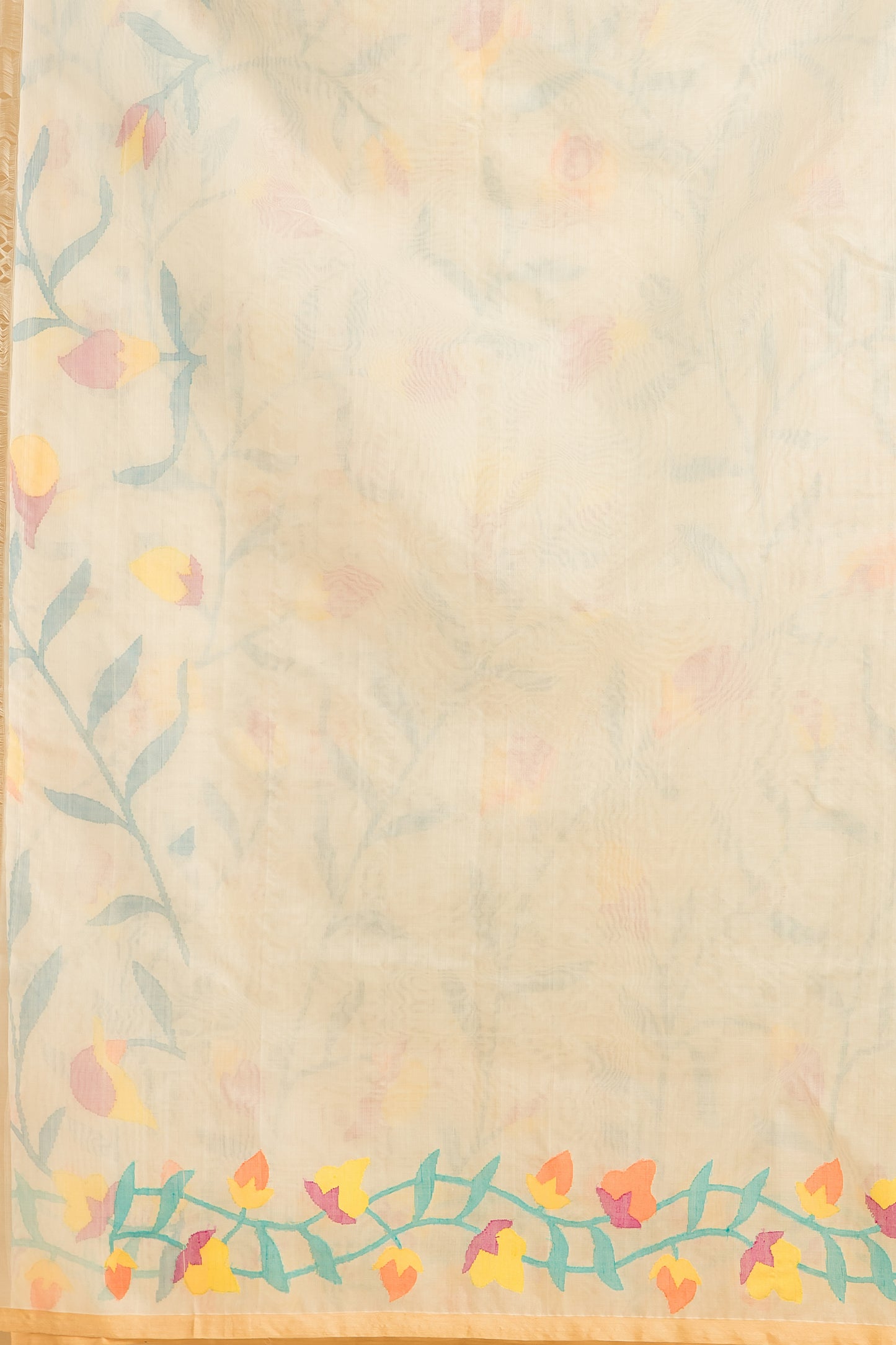 Hand Made Jamdani Saree With Lace White - 046