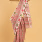 Hand Made Jamdani Saree With Light Pink - 099