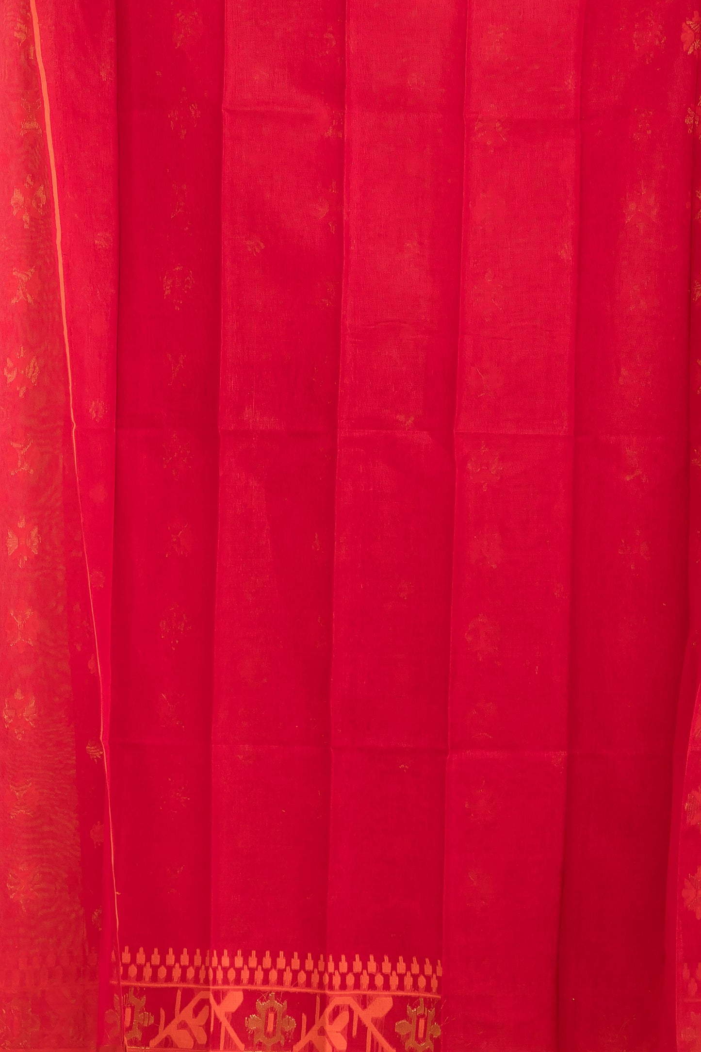 Hand Made Jamdani Saree With Classic Red - 101